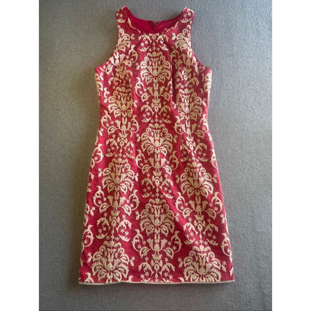 Aidan Mattox fitted sheath damask jacquard cocktail dress 6